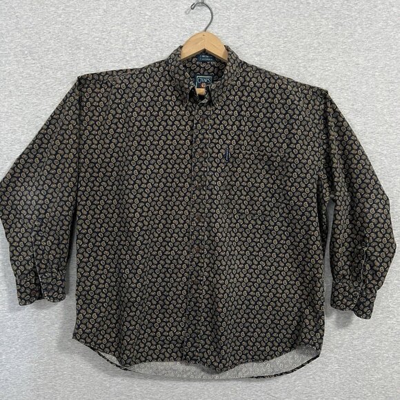 Chaps Other - Vintage 90s Chaps Ralph Lauren Shirt Mens Extra Large Blue Paisley Spellout Logo